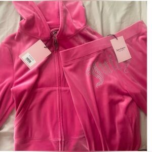 NWT JUICY COUTURE BLING VELOUR MATCHING SET - HOT PINK